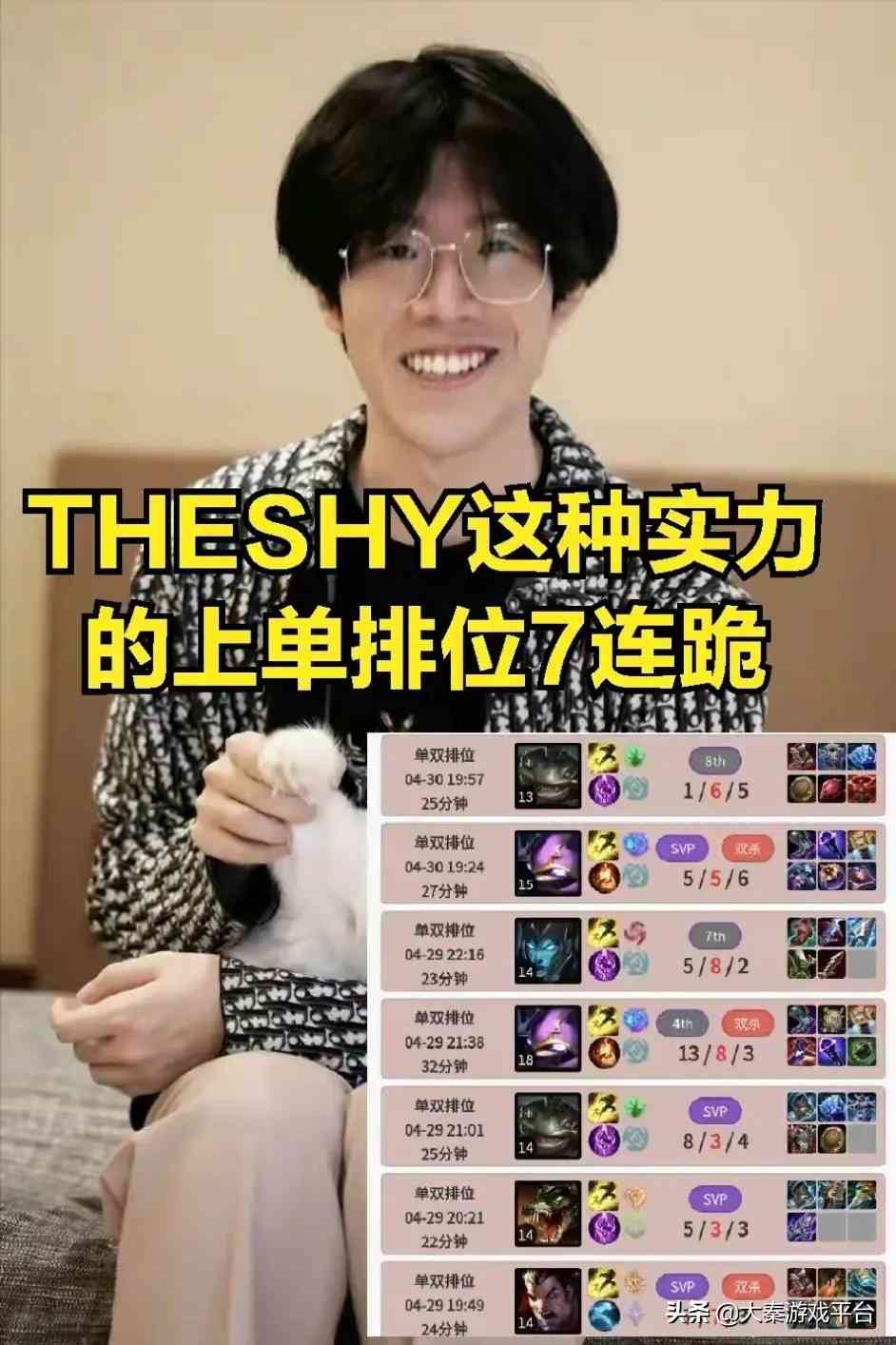 LOL：TheShy七连跪超鬼，Donib直言都怪UZI！停播都要背锅吗？