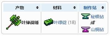 泰拉瑞亚叶绿战锤怎么获得,叶绿战锤获取与合成方法解析
